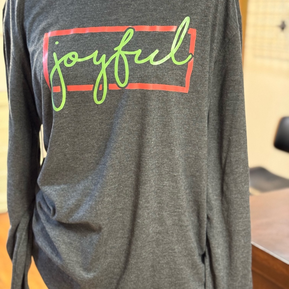 Gray Long Sleeve 'Joyful' Top